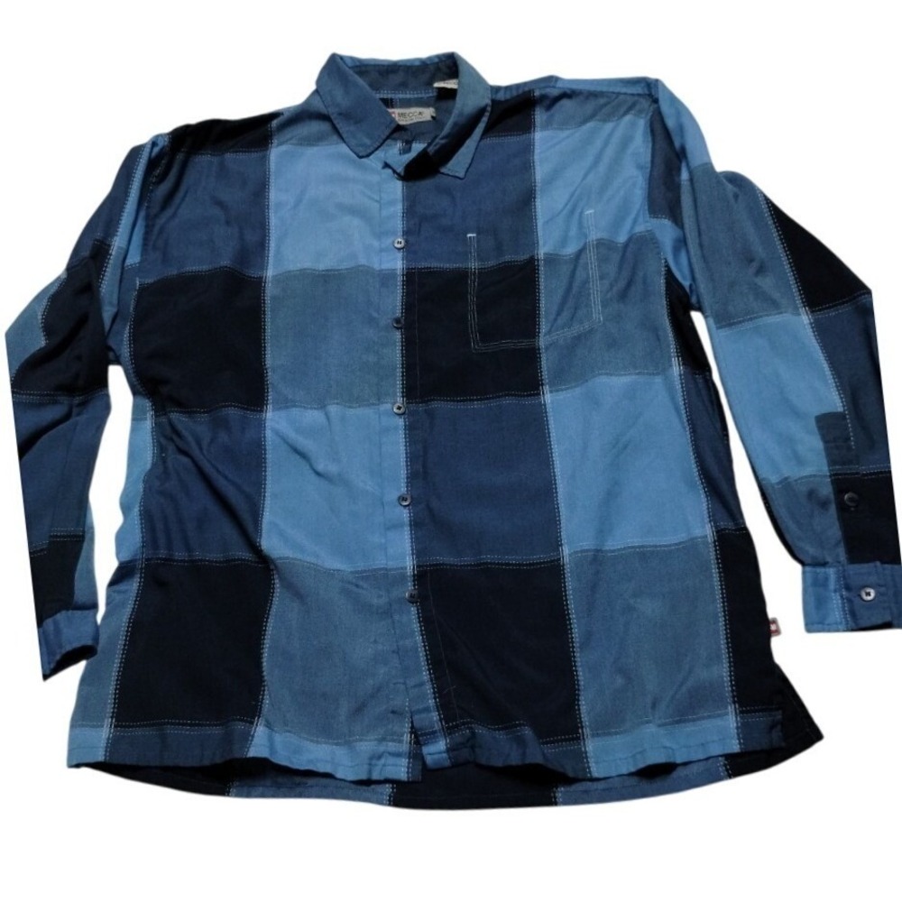 MECCA Menswear XL‎ Patchwork Blue Long Sleeve Button Down Shirt